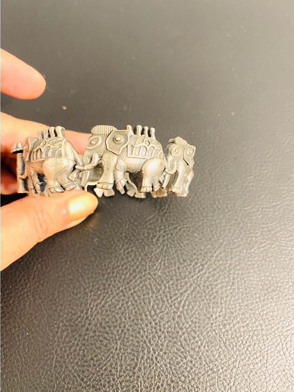 Oxidized Elephant Cuff Bracelet Vintage Boho